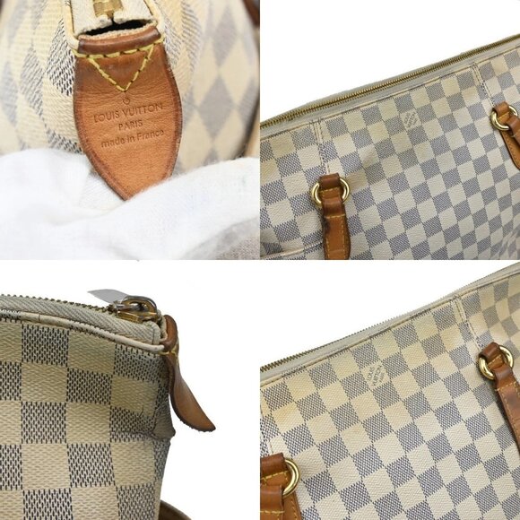 LOUIS VUITTON Totally MM Shoulder Bag Damier Azur Leather White - Picture 8 of 16